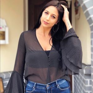 See Through Blouse with Fun Sleeve Detail